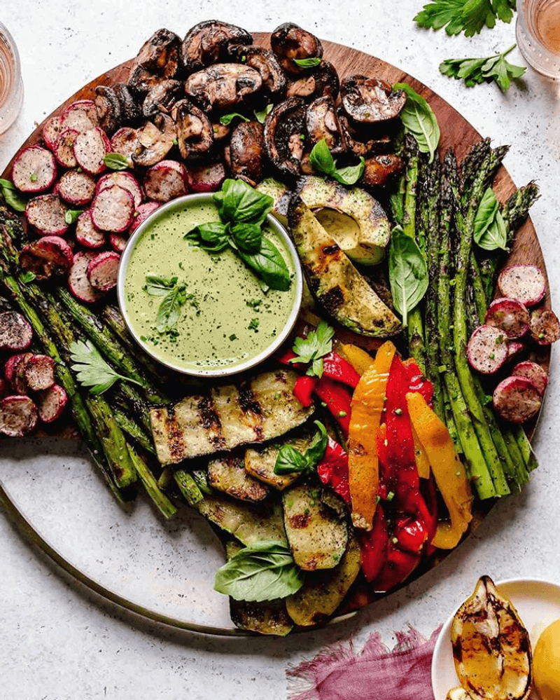 Fire-Grilled Veggie Platter With Herbed Aioli