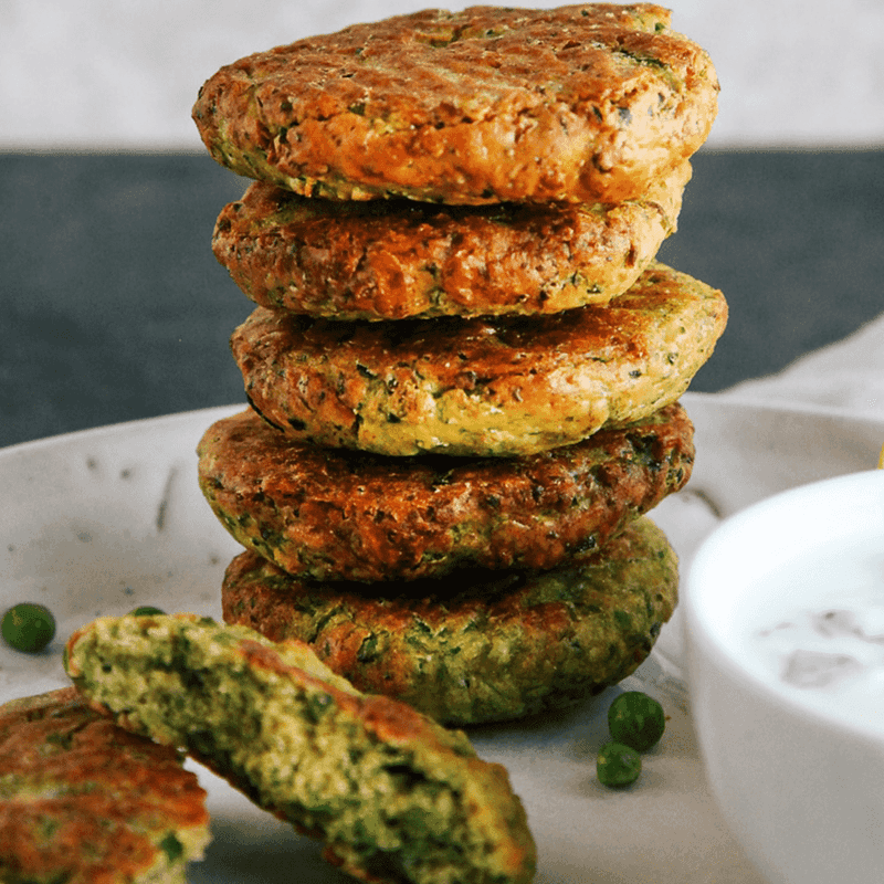 Pea Fritters With Yogurt Dip