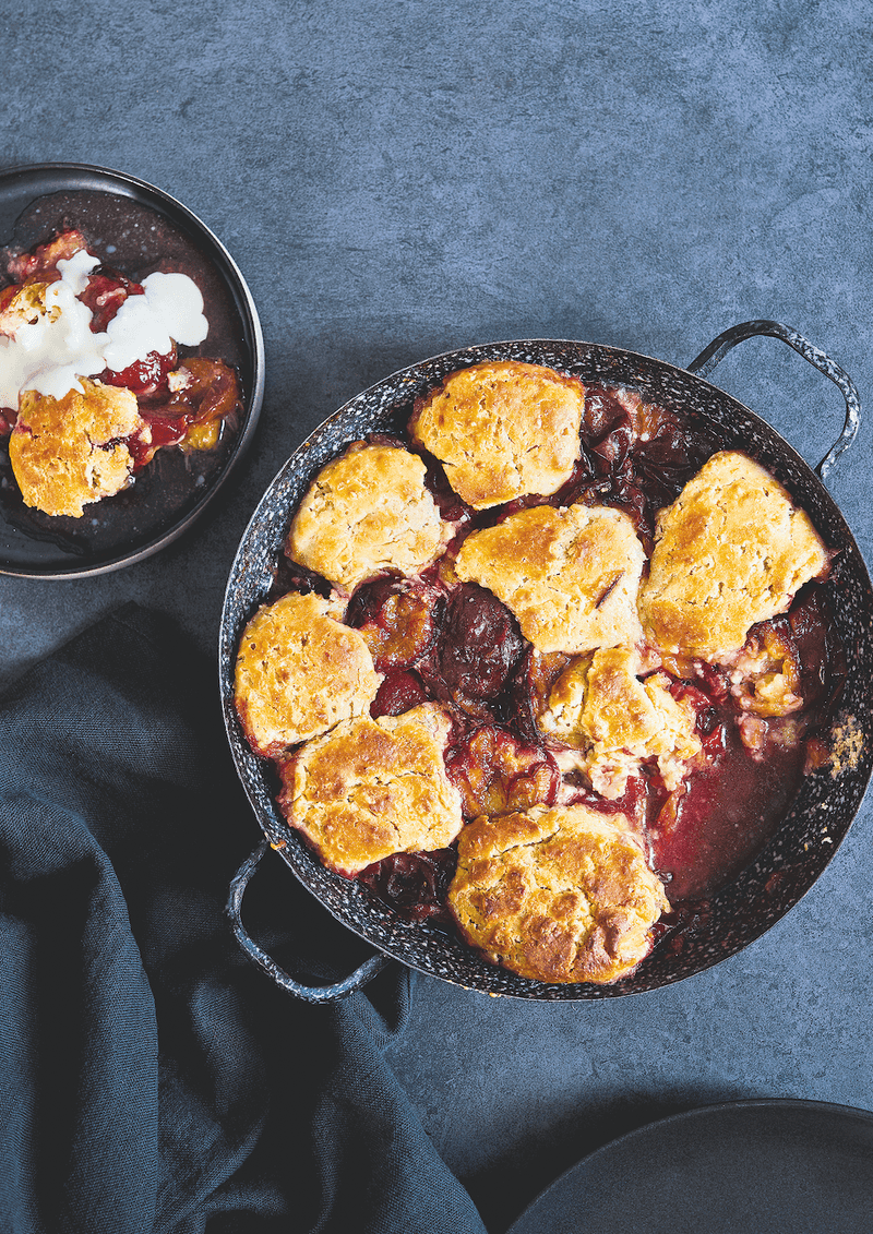 Plum Cardamom Cobbler