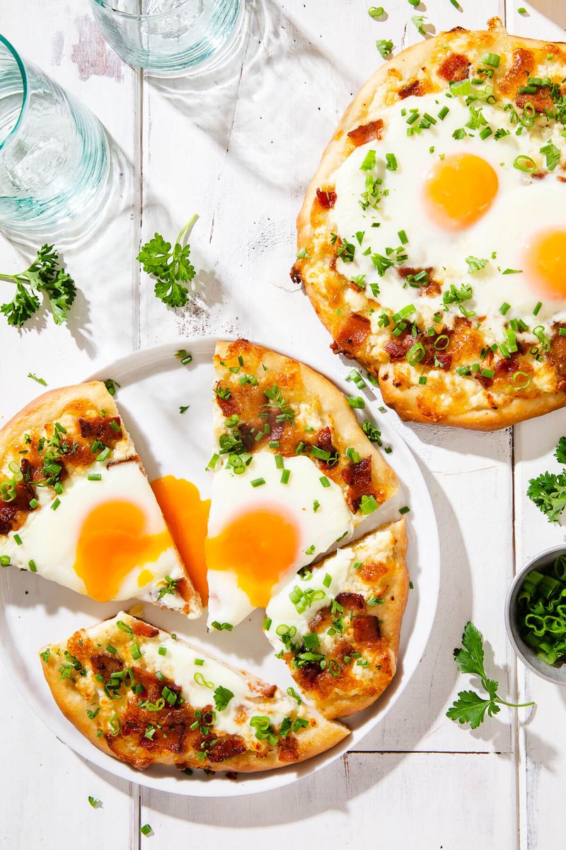 Breakfast Pizza With Egg And Bacon