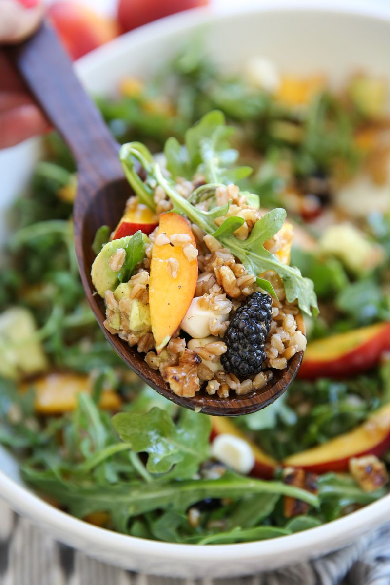 Grilled Peach And Farro Salad