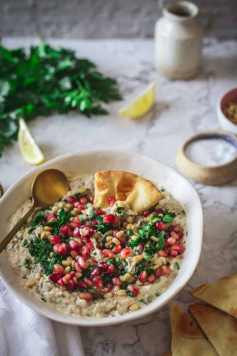 Smoky Eggplant Dip With Pomegranate