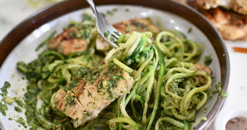 Pesto Chicken With Zucchini Noodles