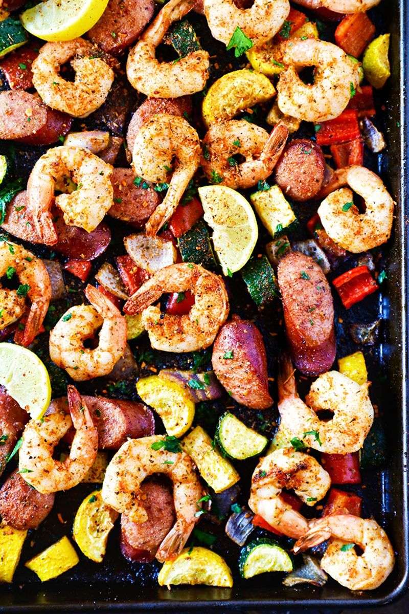 Shrimp And Sausage Sheet Pan Dinner