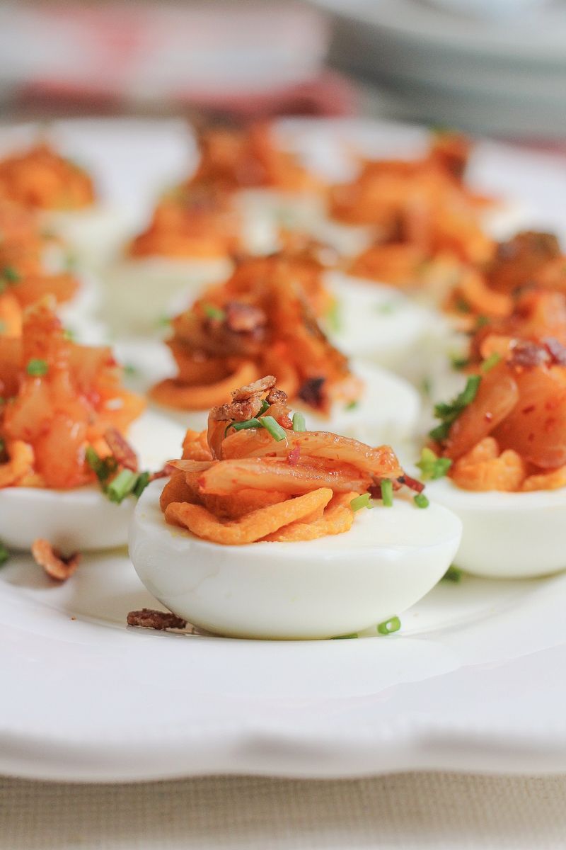 Kimchi Deviled Eggs