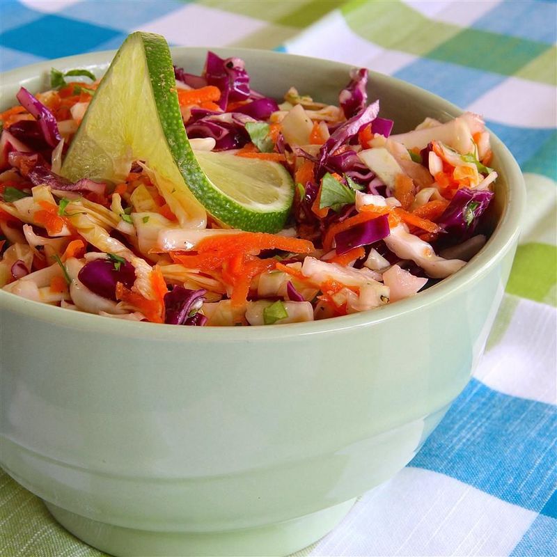 Cabbage and Carrot Slaw With Lime Dressing