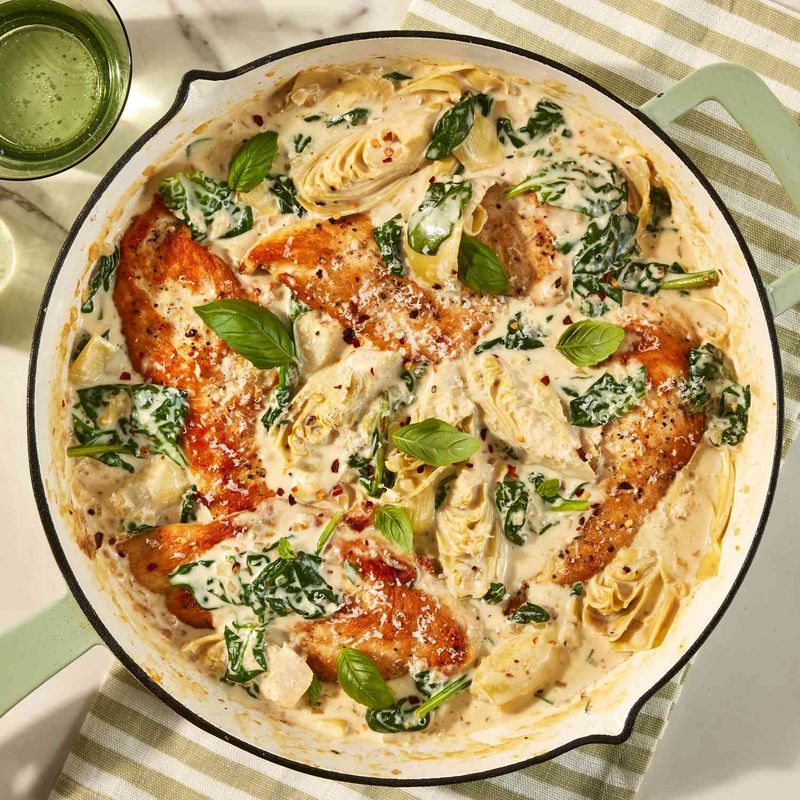 Creamy Spinach Artichoke Chicken Casserole