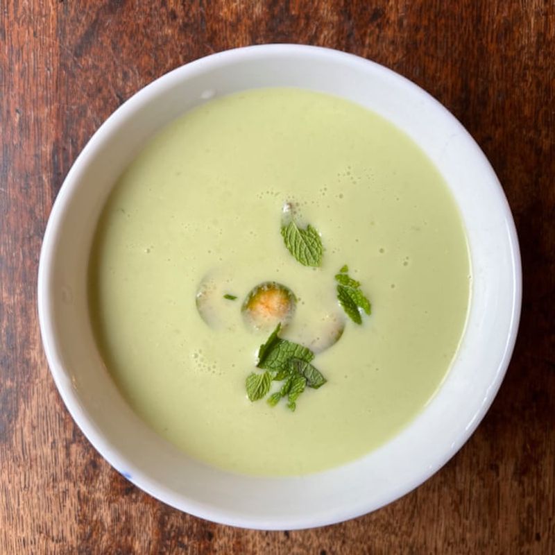 Chilled Cucumber Avocado Soup With Crab