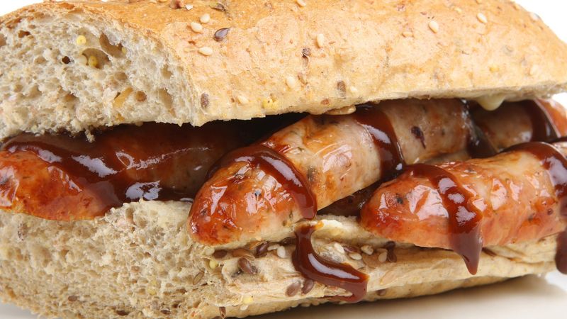 Sausage Sandwich With Brown Sauce