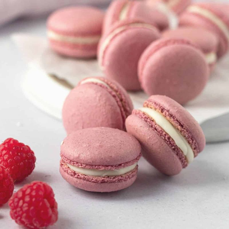 Raspberry Rose Macarons