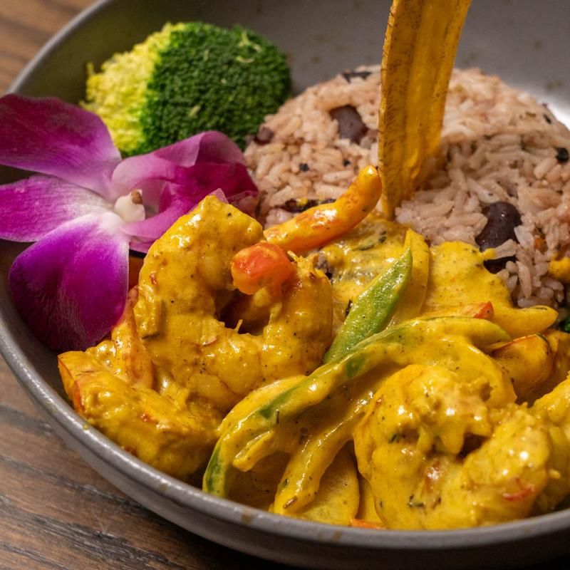 Coconut Curry Shrimp With Mango Rice