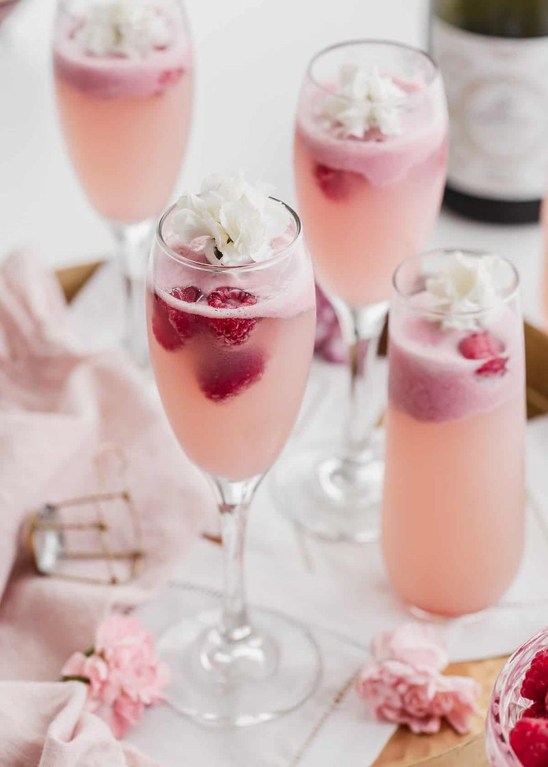 Raspberry Rose Champagne Cocktail