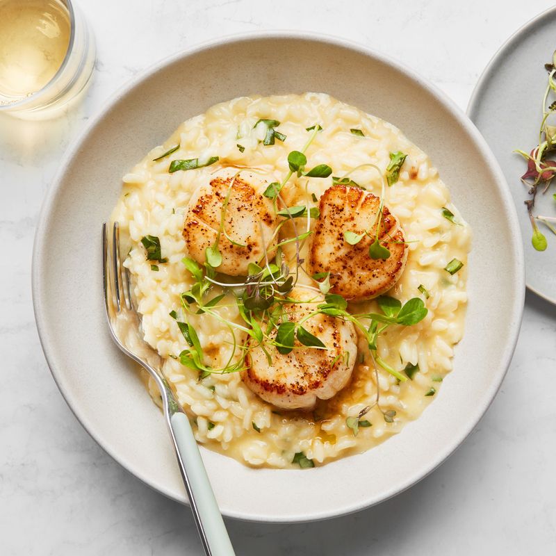 Seared Scallops With Citrus Risotto