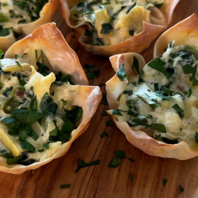 Spinach Artichoke Wonton Cups
