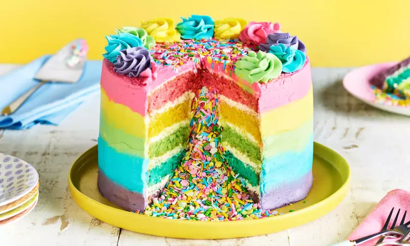 Six-Layer Rainbow Cake Surprise