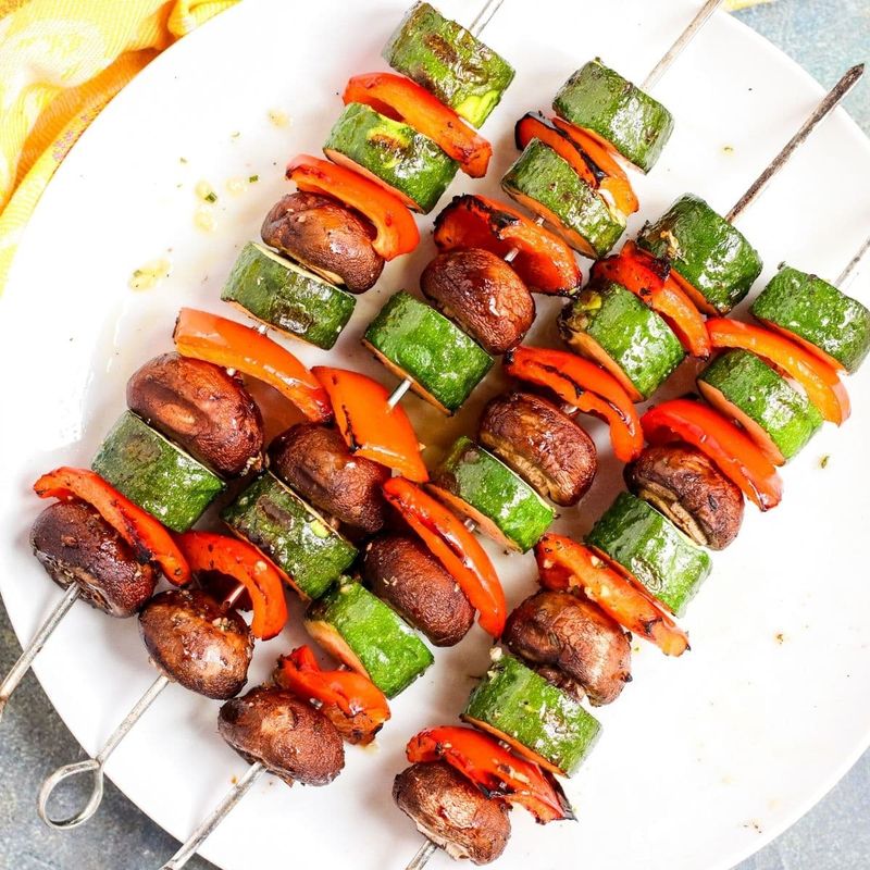 Grilled Veggie Kabobs With Herbed Rice
