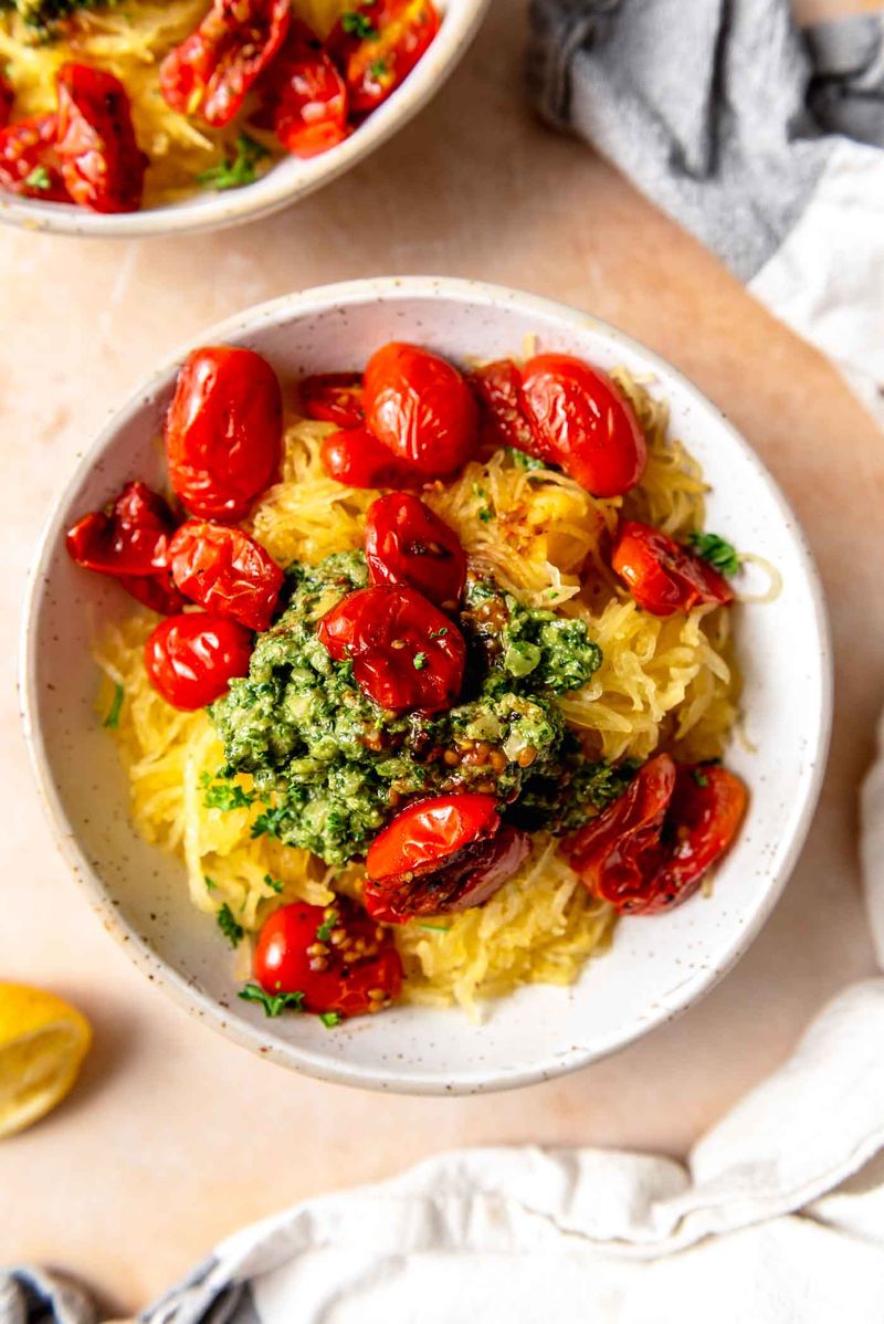 Spaghetti Squash With Vegan Pesto