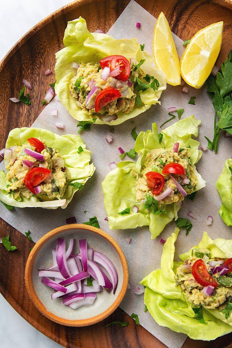 Chickpea “Tuna” Salad Lettuce Wraps