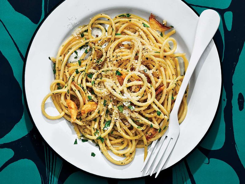 Spring Garlic Spaghetti Aglio E Olio