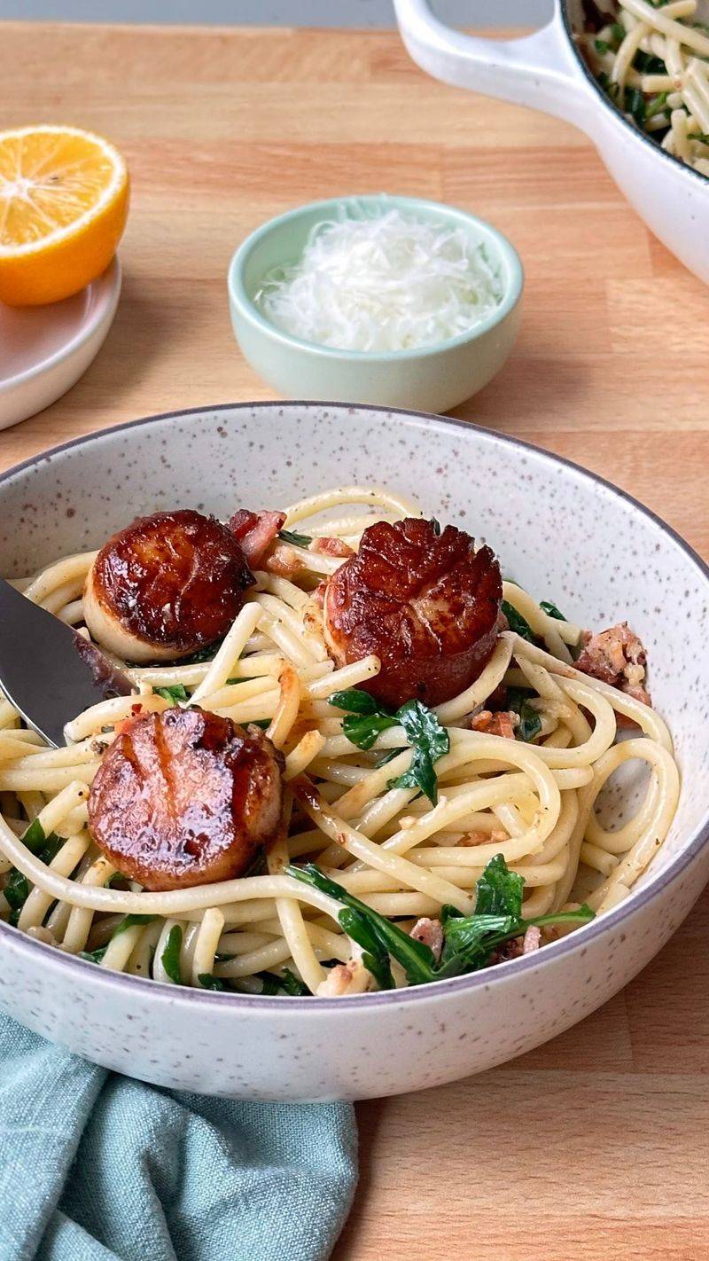 Fennel Frond Spaghetti With Seared Scallops