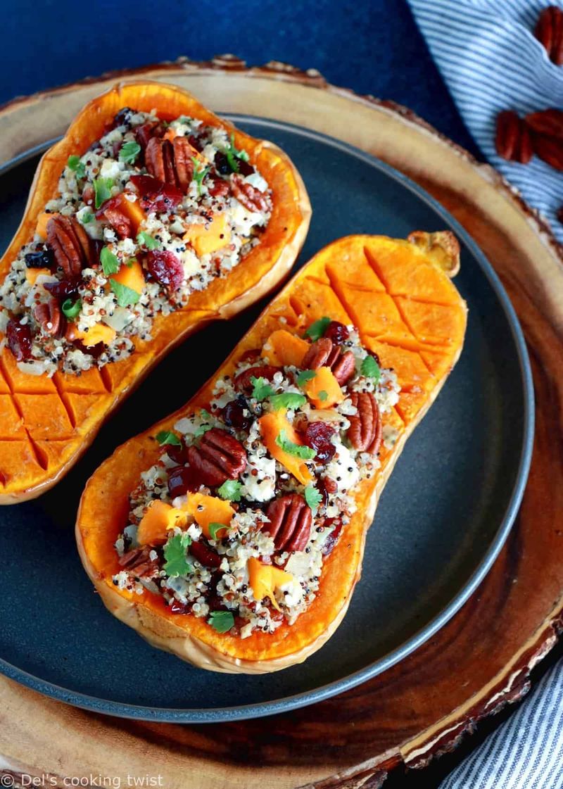 Stuffed Butternut Squash With Quinoa Pilaf