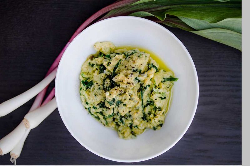 Scrambled Eggs With Ramps And Goat Cheese