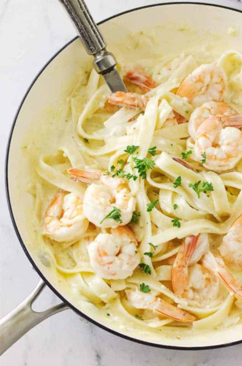 Homemade Pasta With Garlic Butter Shrimp