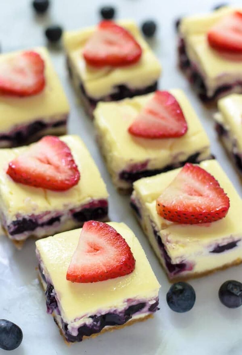 Blueberry Strawberry Cheesecake Bars