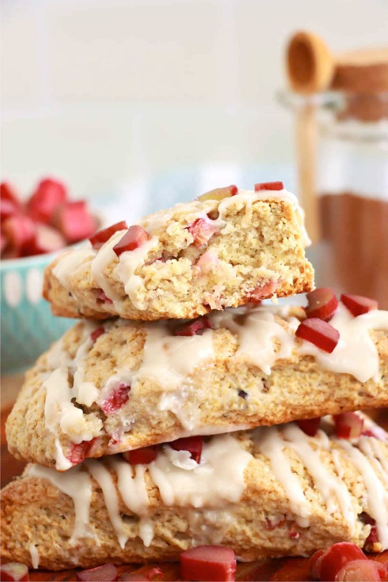 Rhubarb Scones With Citrus Glaze