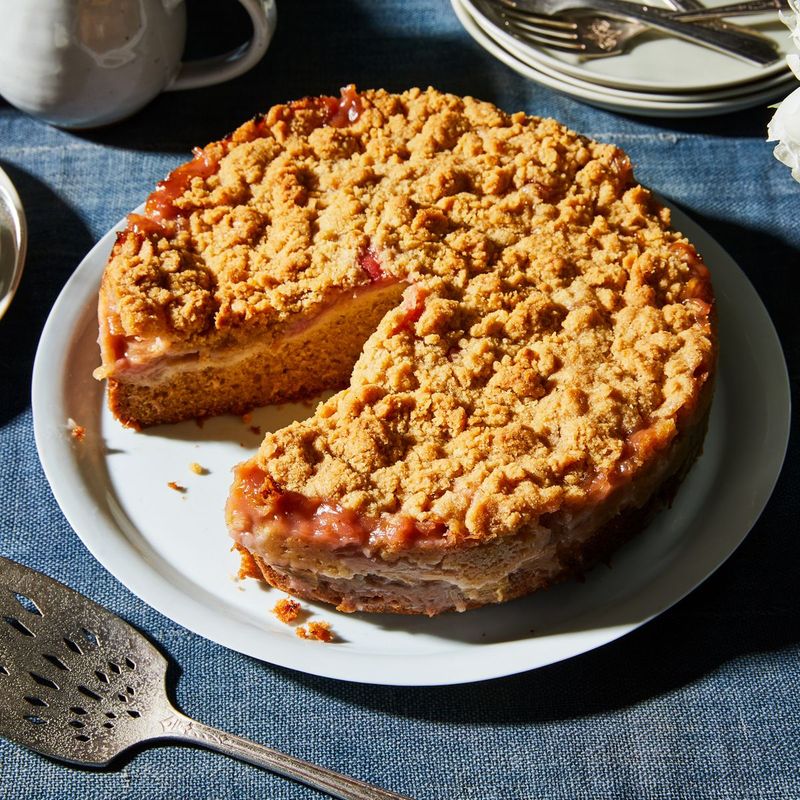 Rhubarb-Cardamom Coffee Cake