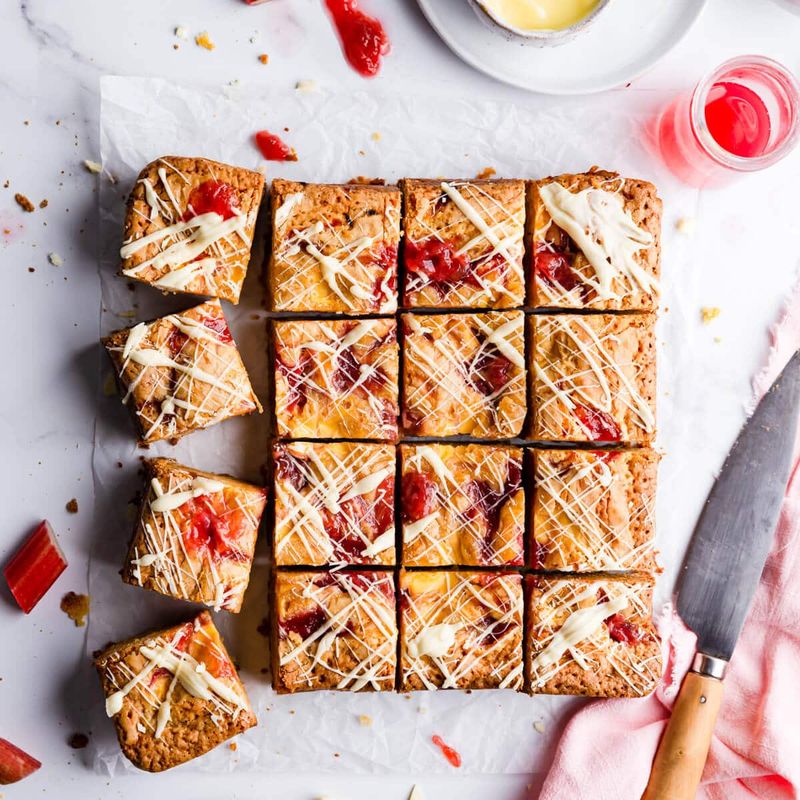 Rhubarb and Custard Blondies