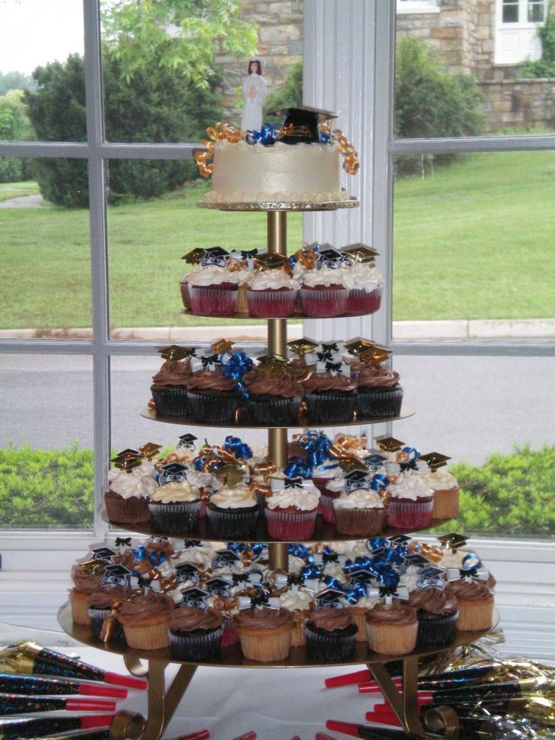 Cupcake Tower With Graduation Theme