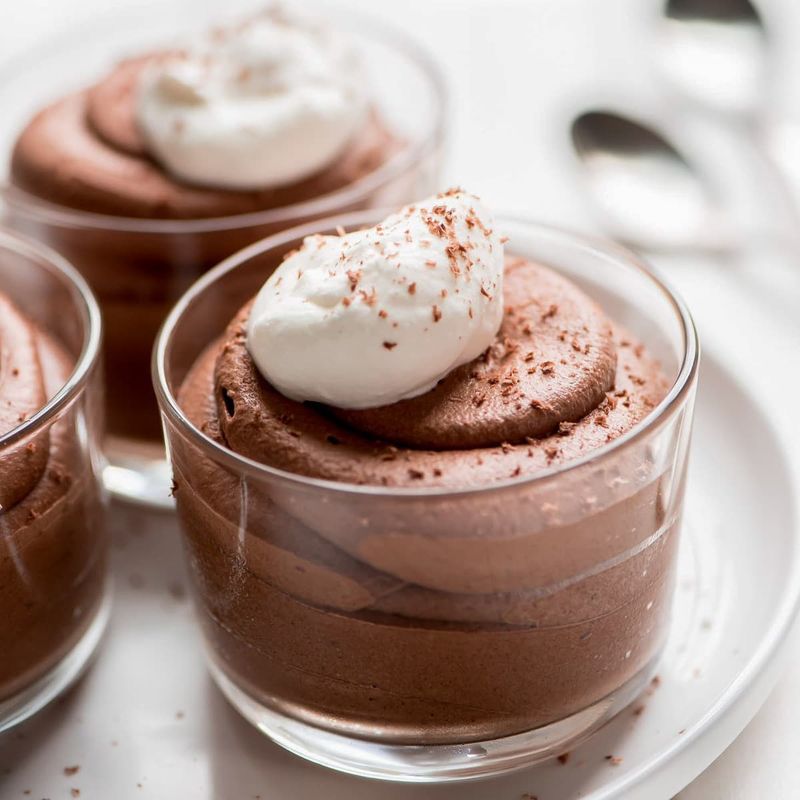 Chocolate Mousse Cups With Whipped Cream Tassels