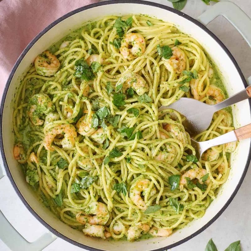 Pesto Shrimp Linguine