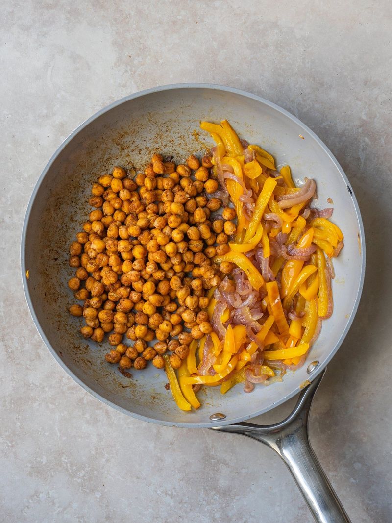 Chili Lime Roasted Chickpeas With Bell Pepper Strips