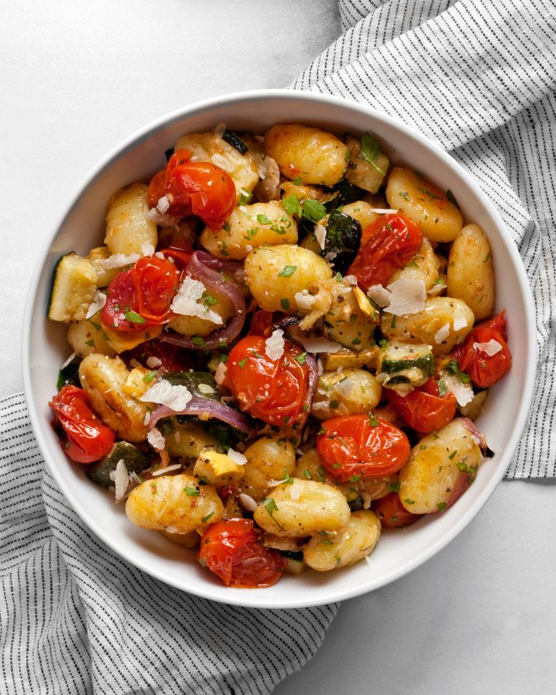 Sheet Pan Gnocchi With Brussels Sprouts And Cherry Tomatoes