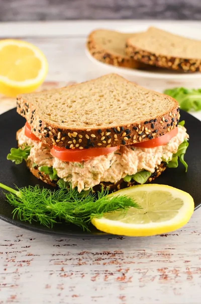 Lemon-Dill Salmon Salad Sandwich