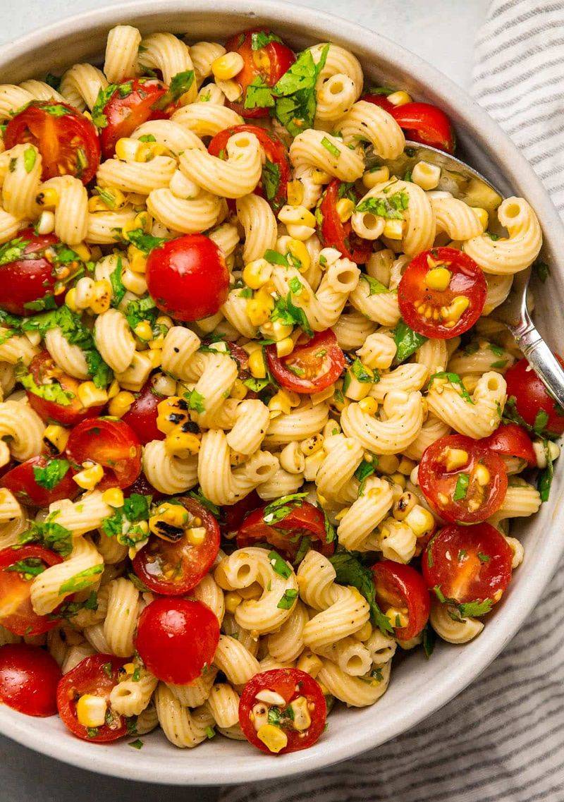 Summer Corn And Tomato Shell Salad