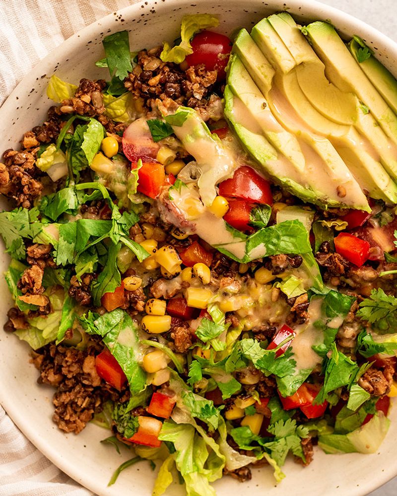 Lentil Walnut Taco Salad