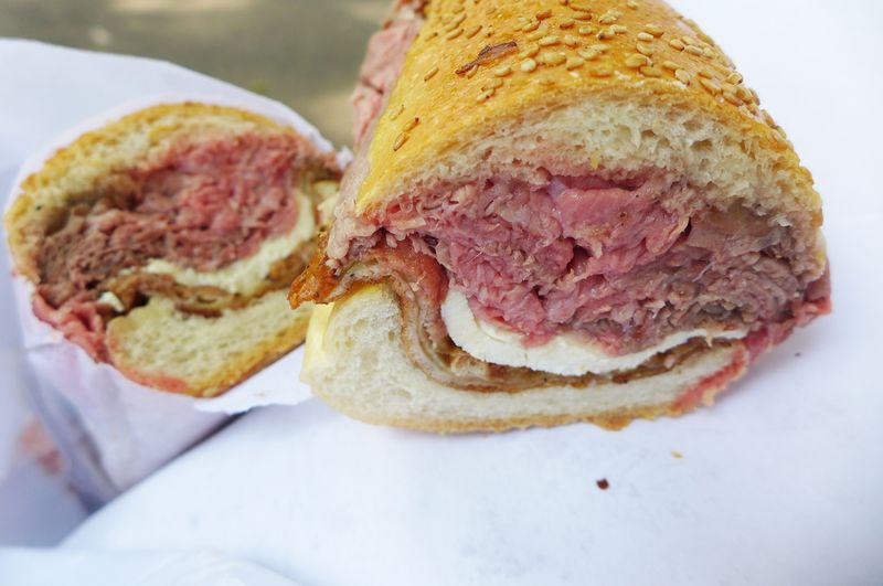 Defonte’s – Hot Roast Beef With Mozzarella And Fried Eggplant
