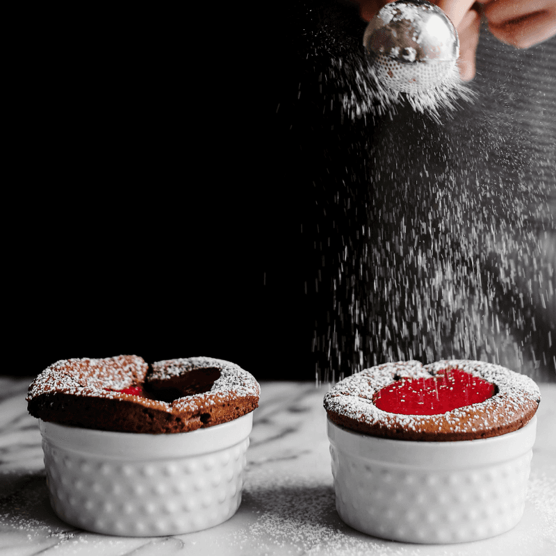 Chocolate Soufflé With Raspberry Coulis