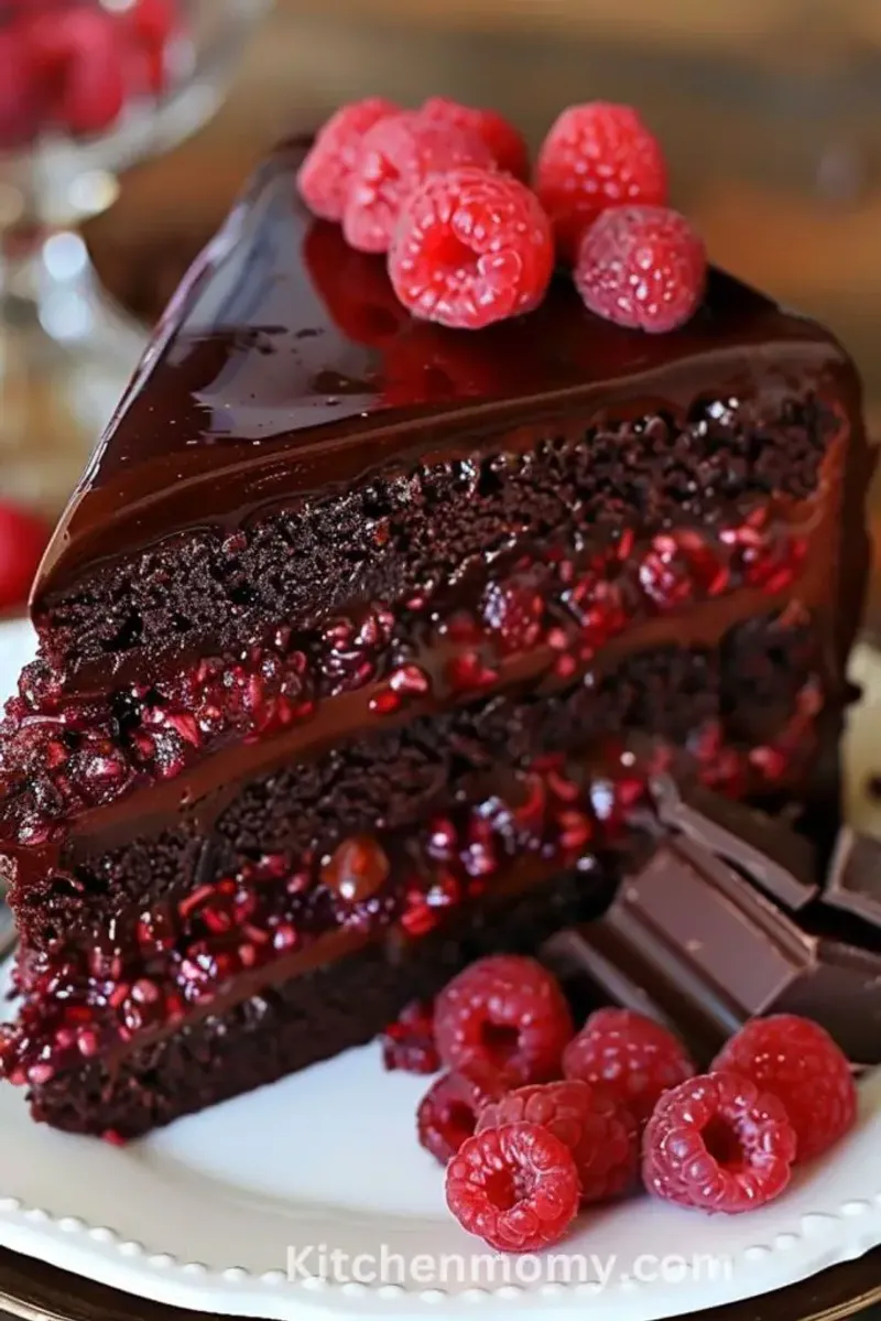 Dark Chocolate Raspberry Truffle Cake