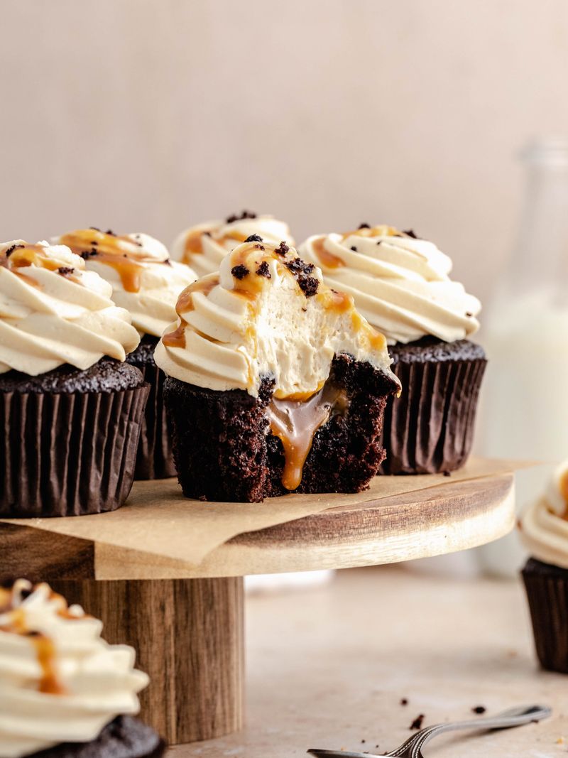 Caramel-Stuffed Cupcakes With Sea Salt