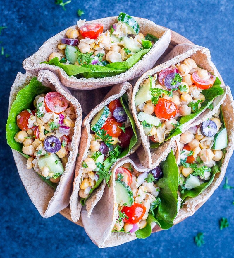 Chickpea Greek Salad Wraps