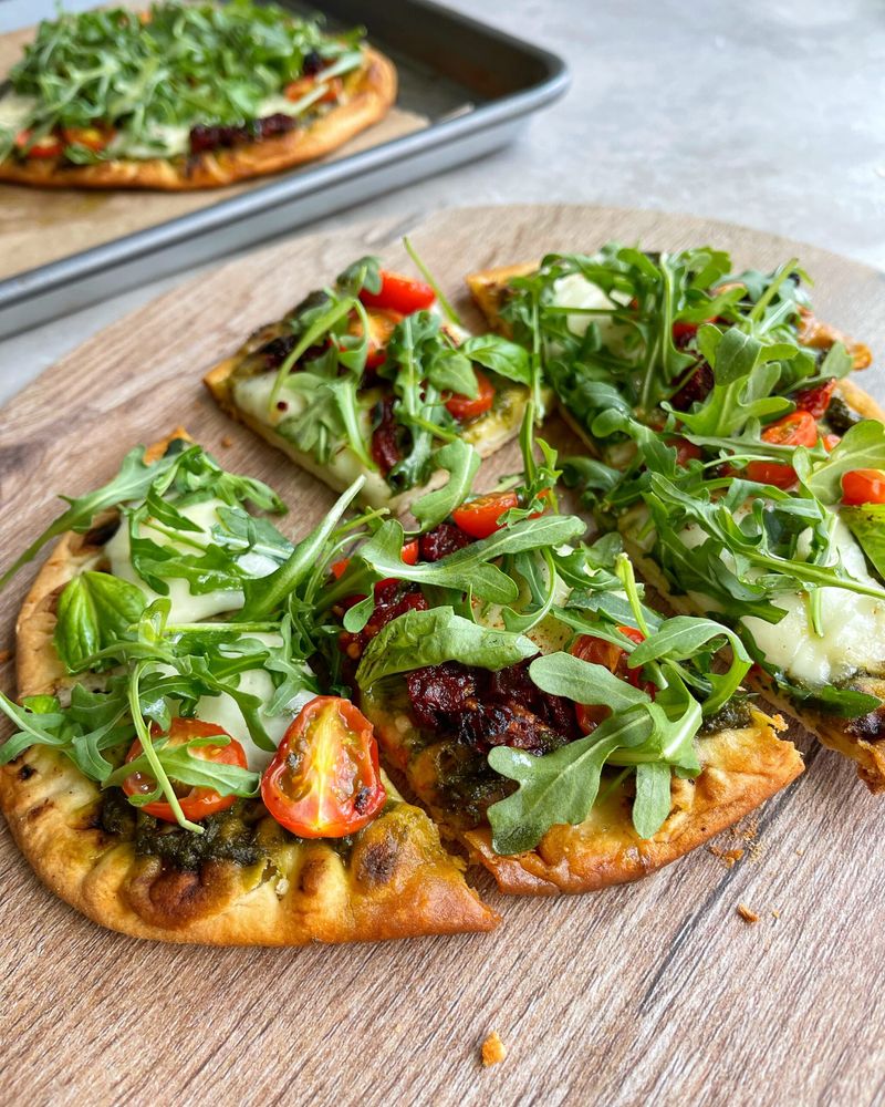 10-Minute Pesto Flatbread Pizzas