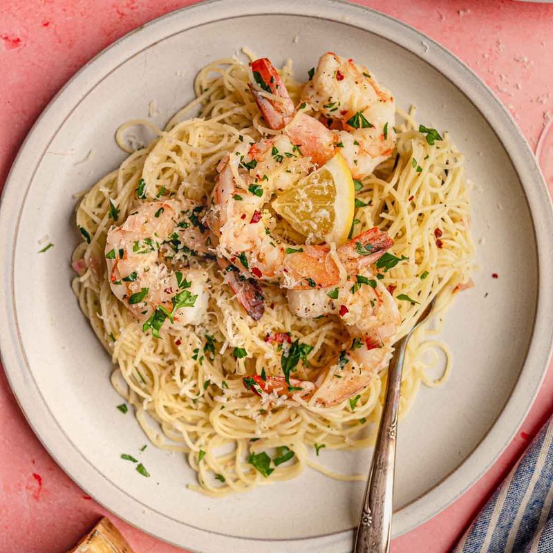 Shrimp Scampi Over Angel Hair