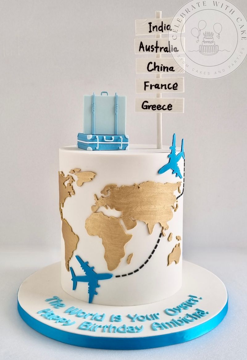 World Map 'Places You'll Go' Cake
