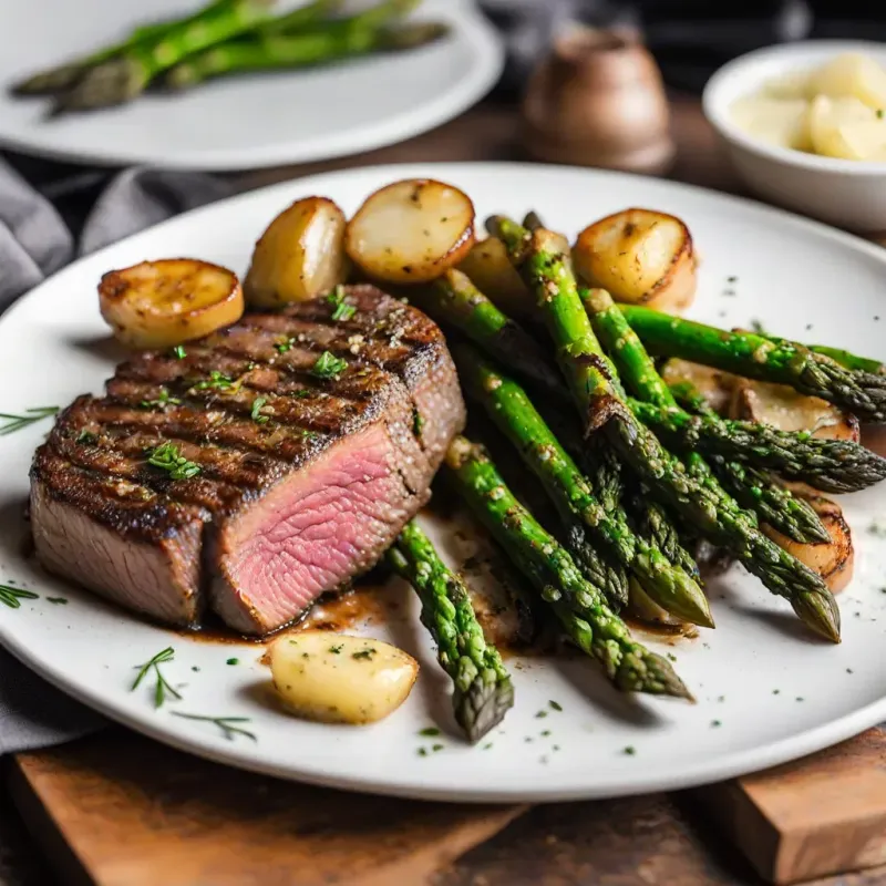 Garlic Butter Steak With Parmesan Asparagus
