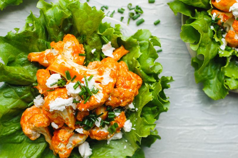 Buffalo Cauliflower Lettuce Wraps