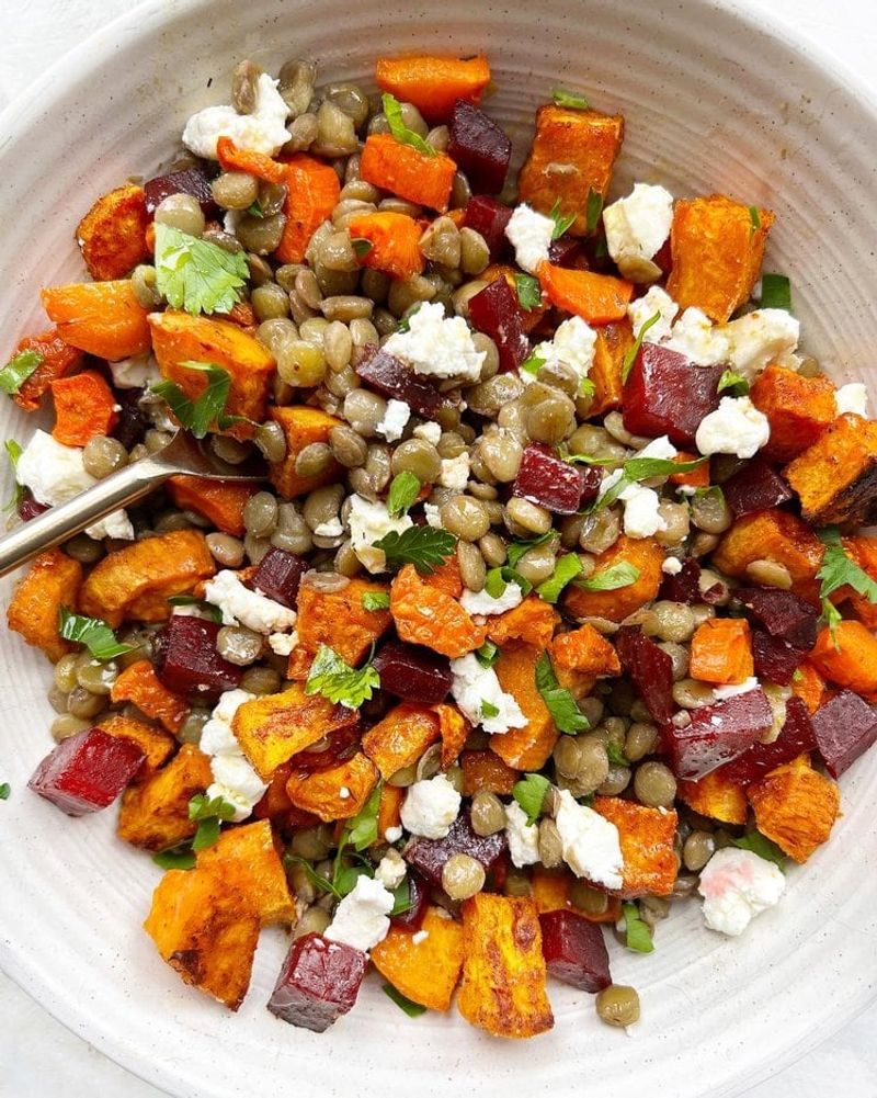 Hearty Lentil And Roasted Vegetable Salad